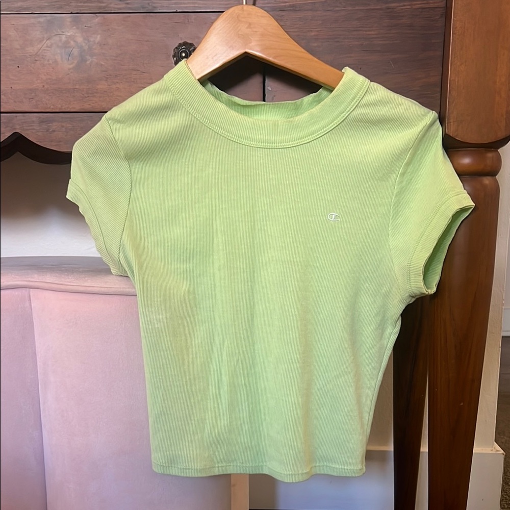 Champion Green Crop Fitted Tee
